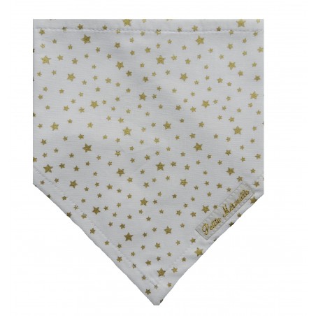 Bavoir bandana blanc et or, broderie "petite merveille"