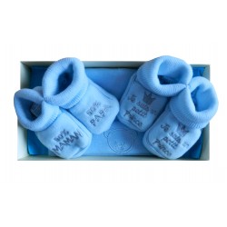 Coffret bleu bonnet et chaussons naissance