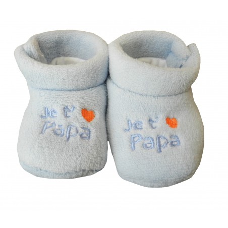 Chaussons polaire bleu pour bébé "Je t'aime papa"